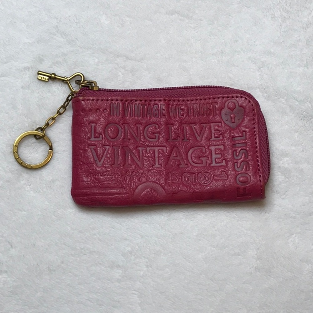 Fossil Pink Leather key/ cardholder pouch - Picture 1 of 8